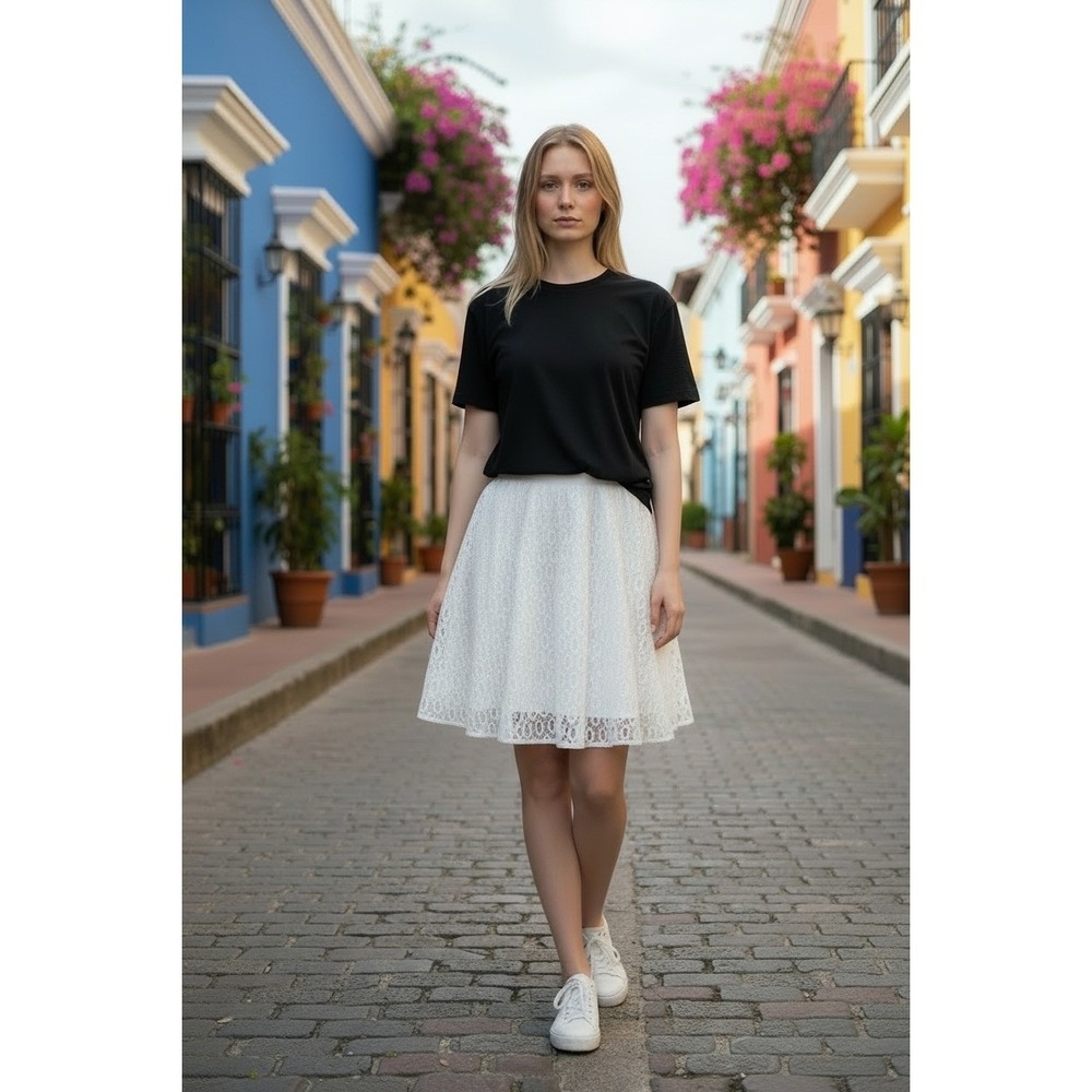 Maeve/ Anthropology Women's Lace A-Line Skirt White‎ Geometric Mini Skirt Size 2